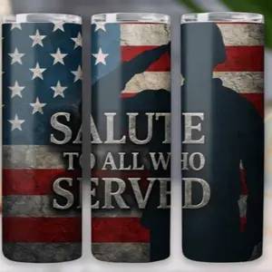 Salute | 20oz Skinny sublimation tumbler transfer print out (TRANSFER ONLY, NOT A FINISHED TUMBLER)