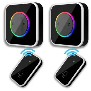 Summer Gift Wireless Doorbell, 1000Ft Range, 45 Chimes, Colorful LED, Adjustable Volume, Easy installation, Waterproof, Black