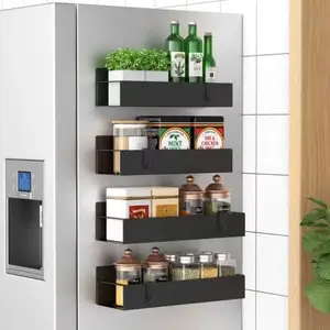 💪 Holds Heavy Bottles! Super Strong Magnet Organizer | No-Slip Kitchen Refrigerator Basket, Secure Adjustable Storage Shelf for Olive Oil & Vinegar, Racks