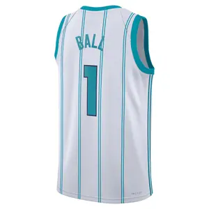Ball #1 White Teal Swingman Basketball Jersey full logo 2026 – Retro Pro Style Hoop Fan Shirt