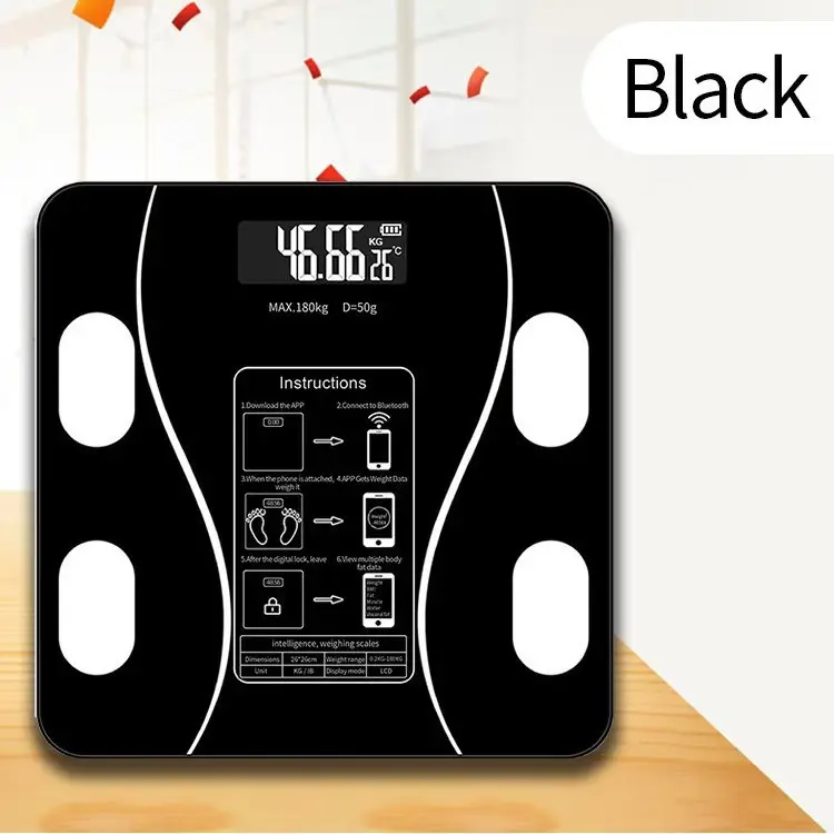 Smart Charging Bluetooth Weighing Scale - LED Digital Display, Tough Tempered Glass, Compact Design, 400 lbs (180 kg) Maximum Weight Capacity