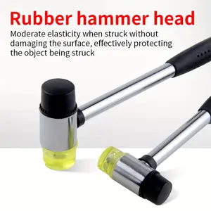 OUDISI Double-Headed Plastic Installation Hammer with Rubber Grip, Soft-Surface Multi-Size Hand Tool (25-40mm) for Jewelry Craft, Flooring Installation