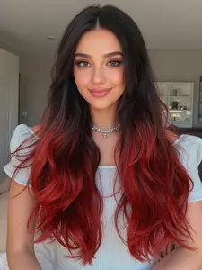 20 Inch Long Gradient Wig, High-End Elegant Synthetic Hair, Perfect for Parties and Travel, All Seasons Wearable, Straight Synthetic Wigs