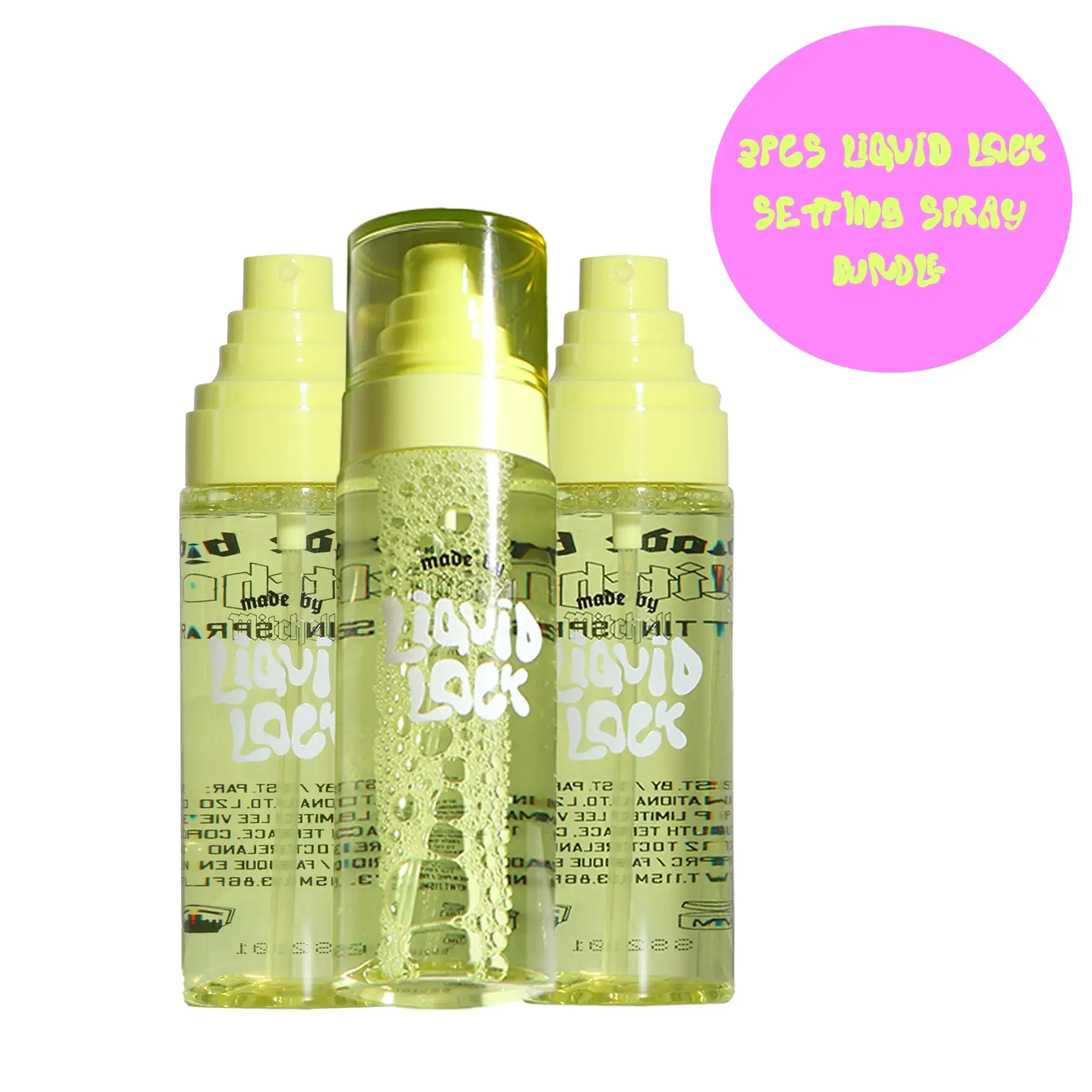 3pcs Liquid Lock Texture Setting Spray Bundles - Made By Mitchell, Summer Makeup, Makeup Setting Spray For Face, Makeup Finishing Spray, Fixing Spray