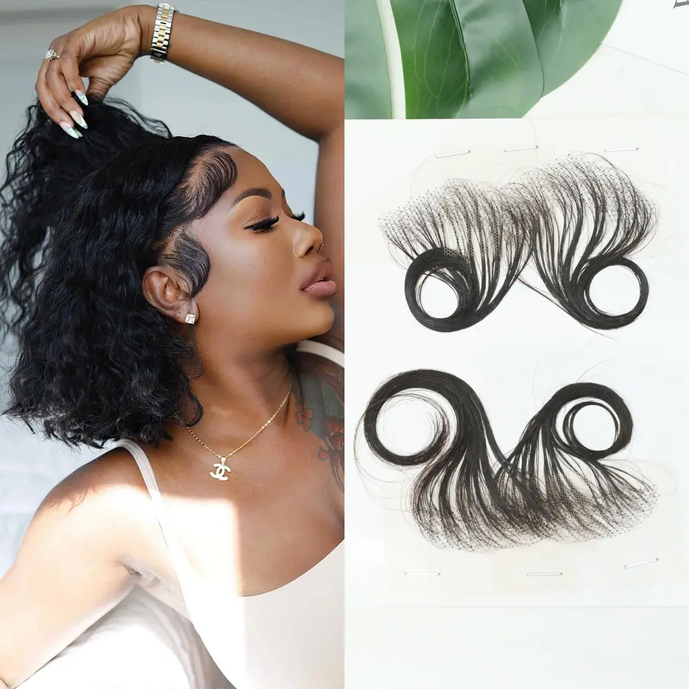 4pcs/Pack Transparent Lace Baby Hair Edge Stripes Human Hair Burmese Invisible Natural Hairline for Women Reusable Hair Extension
