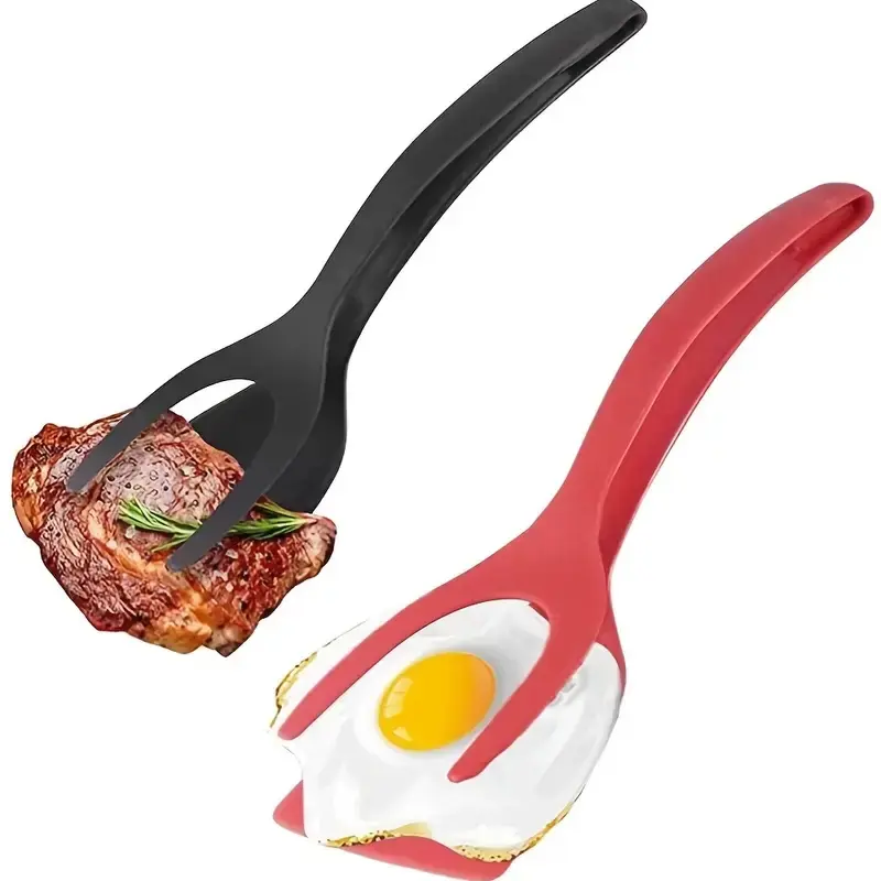 Nylon Clips and Flipper Spatula Set, 2-In-1 Non-Stick Kitchen Utensil Cooking Tools, Easy Flipping and Serving, Perfect for BBQ, Burgers, Pies, Pancakes, Nonstick Spatula