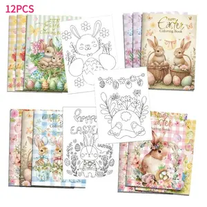 12-Pack Happy Easter Party Activity Crafts Kit - Includes Egg Pattern Bunny Basket, Mini Coloring Book, Doodle Books & Sketch Pad, Fun Art Supplies & Party Decor