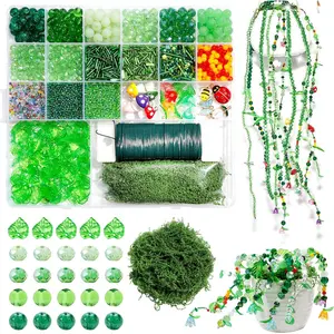 1686pcs Glass Beads Beading Kit, Plant Shape DIY Craft Supplies, Realistic Plant Decor Accessories, Jewelry Design Making Tools, DIY Handmade Beads