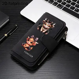 1pc Highland cattle pattern women's long wallet, multi-functional wallet, portable snap coin purse, birthday gift and daily commuting essential, perfect holiday gift, suitable for outdoor, travel and family use, 3.10CYJ-3