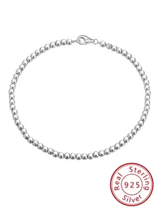 925 Sterling Silver Simple  Bead Chain Bracelet, High Quality Fashionable Jewelry for Women & Men, Trendy All-match & Exquisite Jewelry for Birthday Gift