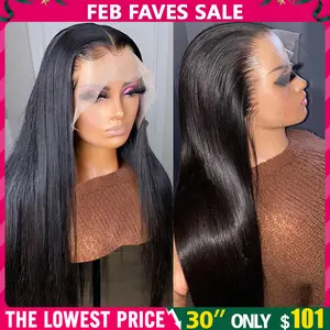 34 36inch Bling Hair 13x6 Lace Front Wig Human Hair Wigs Straight 13x4 HD Transparent Brazilian Hair Lace Frontal Wig For Women Pre Plucked With Baby Hair