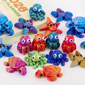 24pcs 3D-Printed toy Set, Includes 24 card &24 chains and 24 Mini Animal in Random Colors, Home Desktop Decor for Easter, Valentine's Day and New Year