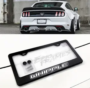 White Whipple Supercharged Black Metal License Plate Frame PREMIUM METAL