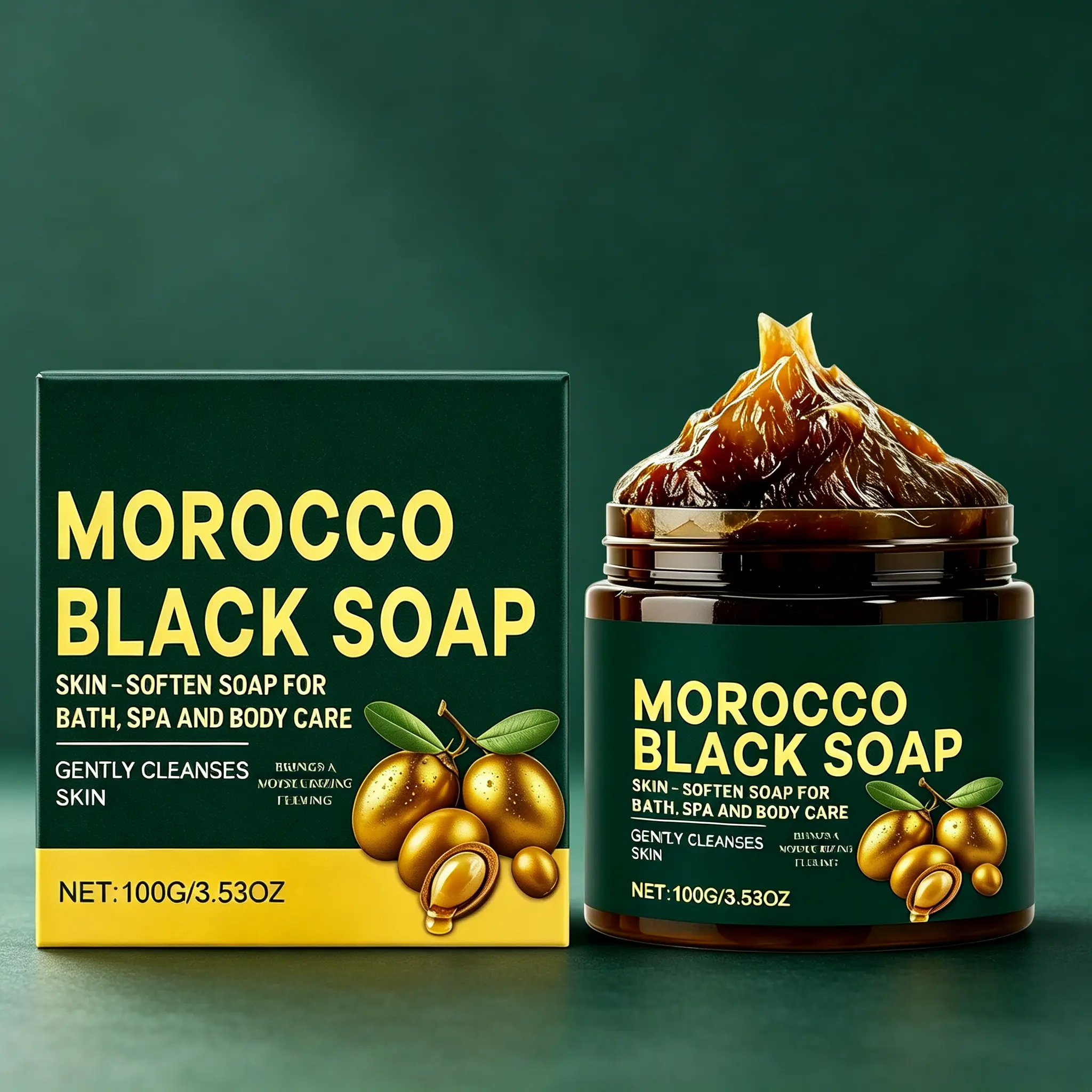 Moroccan Black Soap 100g – Deep Cleansing & Exfoliating for Soft, Glowing Skin – Bath & Spa Body Care