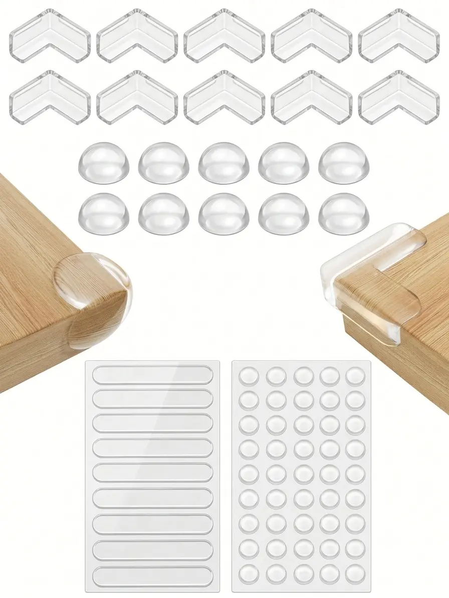 80PCS Soft Silicone Baby Proofing Corner Guards - Self-Adhesive Bumper Pads, Easy Peel-Stick, Varied Sizes & Multiple Shapes, Child & Senior Protection for Tables, Furniture & Cabinet Doors