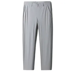 Summer men’s lightweight cooling stretch casual pants—instant cooling and slimming effect, comfortable straight cut, stylish for business/commuter wear, versatile mid-rise basic wrinkle-resistant men’s long pants