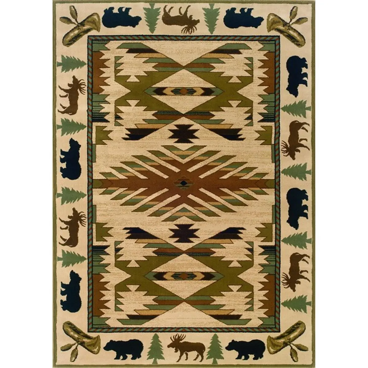 Oriental Weavers Hudson 1072A Indoor Rectangle Rug - Ivory/Green Polypropylene, 1 ft. 10 in. x 3 ft. 3 in., Warm Inviting Feeling, Natural Focal Point, Versatile Design Element