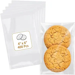 Cookie Bags with Seal, 400 count (4x6 Inches) Self Sealing Cellophane Bag, Individual Clear Sealable  Packaging for Party Favors, Baked Goods, Snacks & Candy