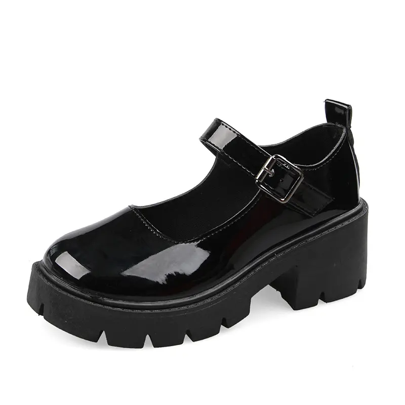 Women's Chunky Sole Mary Jane High Heels - Summer Japanese JK Uniform Footwear, Retro British Design, Height-Increasing Shoes for Students