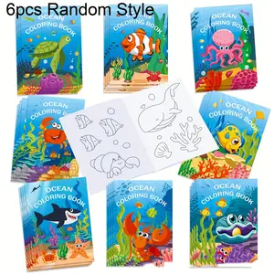 6pcs Ocean Coloring Books Set - 6pcs Random Style Underwater World Themed Coloring Books for Children, Fun Educational Coloring Activity with Various Marine Life Designs for Early Development Books