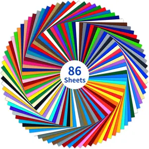 Permanent Adhesive Vinyl Bundle - 86 Pack Vinyl Sheets (12"x12", Glossy, Matte, Metallic) for   Machines and Party Decoration, Sticker, Craft ,  Decal