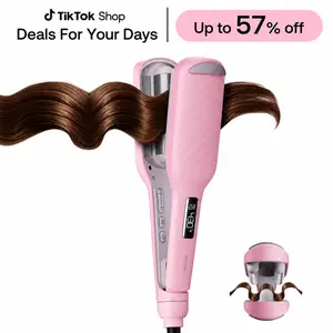 BABONIR 3 Barrel Beach Waves Curling Iron, 1 Inch Ionic Ceramic Hair Waver for Women, Mermaid Waves Crimper Wand, Fast Heating, Anti-Scald Design, Dual Voltage, Reduces Frizz & Heat Damage, Travel Friendly, Pink
