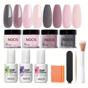 NOCIS Dip Powder Kit Starter, Nail Care Solution Manicure, 1 Box All-in-one Beginner Extension Set, Ideal Gift for Women & Girls
