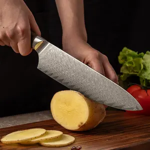Japanese Damascus Chef Knife 8 Inch Professional VG10 with Thin Design, Lightweight Steel for All-Around Food Preparation, Ideal for Gift Box