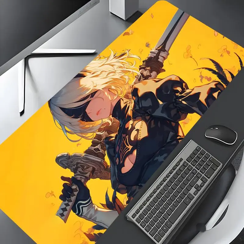 Anime Cool Girl Katana Gothic Pattern Mouse Pad, Rectangle Gaming Mouse Pad, Non-slip Rubber Pad, Desktop Decoration Protection Pad for Home Office, Gaming Desk Accessory
