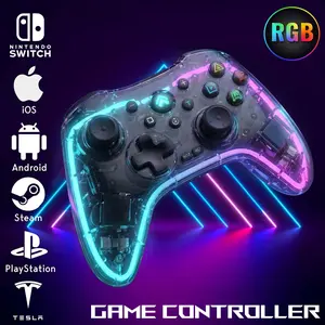Wireless Game Controller 2.4G Wireless Bluetooth Game Controller for Switch,Xbox,PS3,PS4, iPhone, Android, PC Steam Deck, Windows. Bluetooth video games, SmartPhone Grip, PC Adapter, RGB Light Upgraded PC Gaming Controller