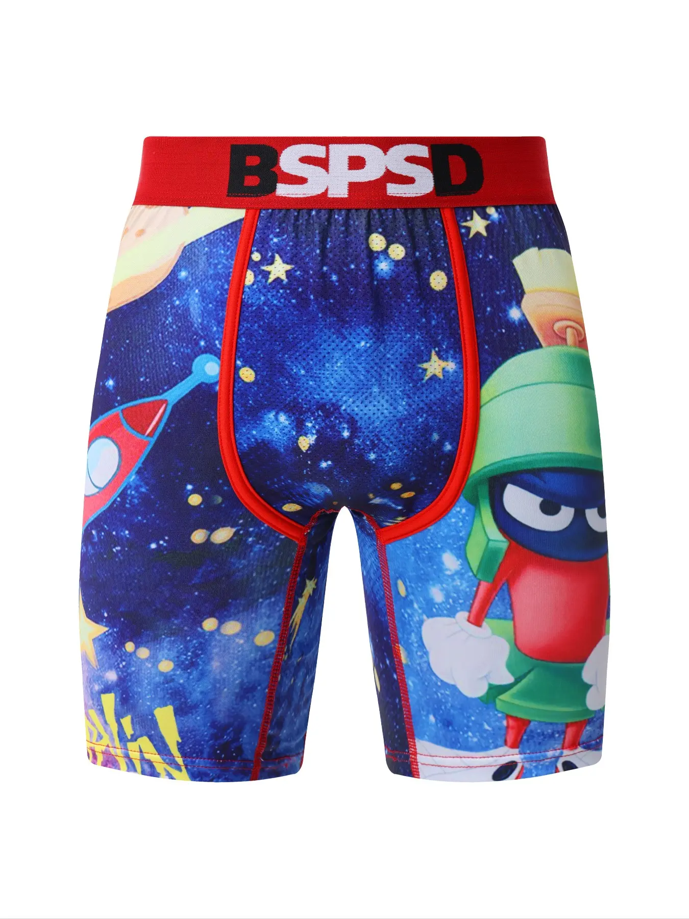 1Pcs Men's Cartoon Print Underwear Fitted Breathable Sweat-Wicking Gym Shorts Boxers Blue Men's Briefs & Shorties Fashionable Design Men Boxershort Print Boxershorts