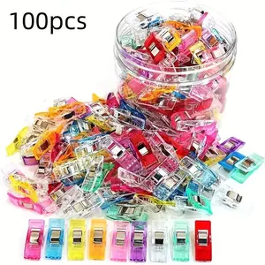Random Color Sewing Clip with Storage Box, 100pcs Multipurpose Colorful Sewing Clip, Sewing Machine Accessories for Home & Office, Sewing Supplies Crafts