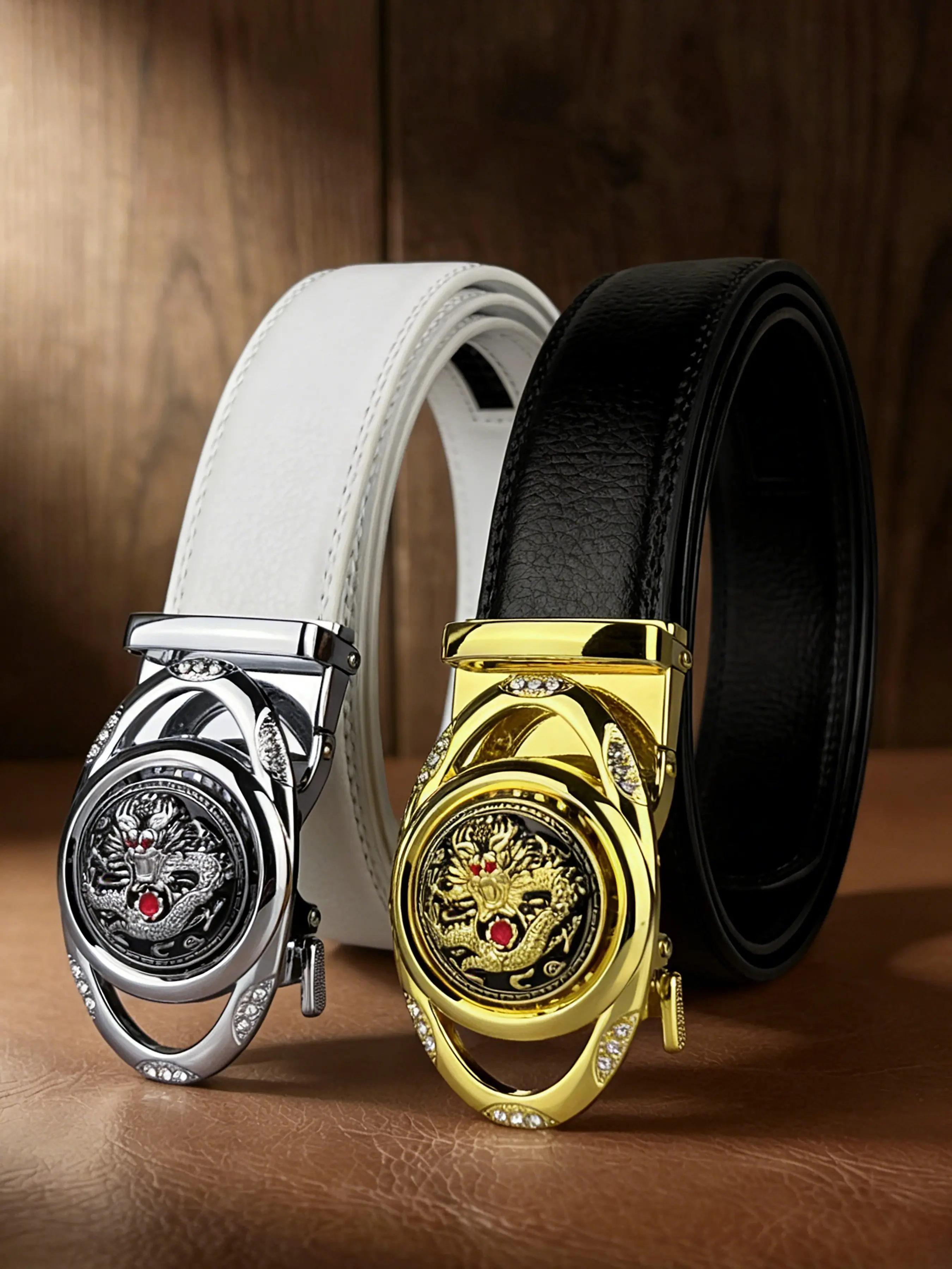 1Pcs men's and women's belt, dragon pattern embossed alloy automatic buckle, rhinestone decoration, Rhinestone decorated belt, 1.38in/3.5cm wide Valentine's Day gift belt, suitable for casual pants, jeans, daily commuting belts