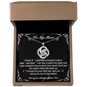 "To My Mom" Four Leaf Clover Necklace Luck Love Hope Loyalty Christmas Thanksgiving Birthday Valentine's Day Gift with Premium Box