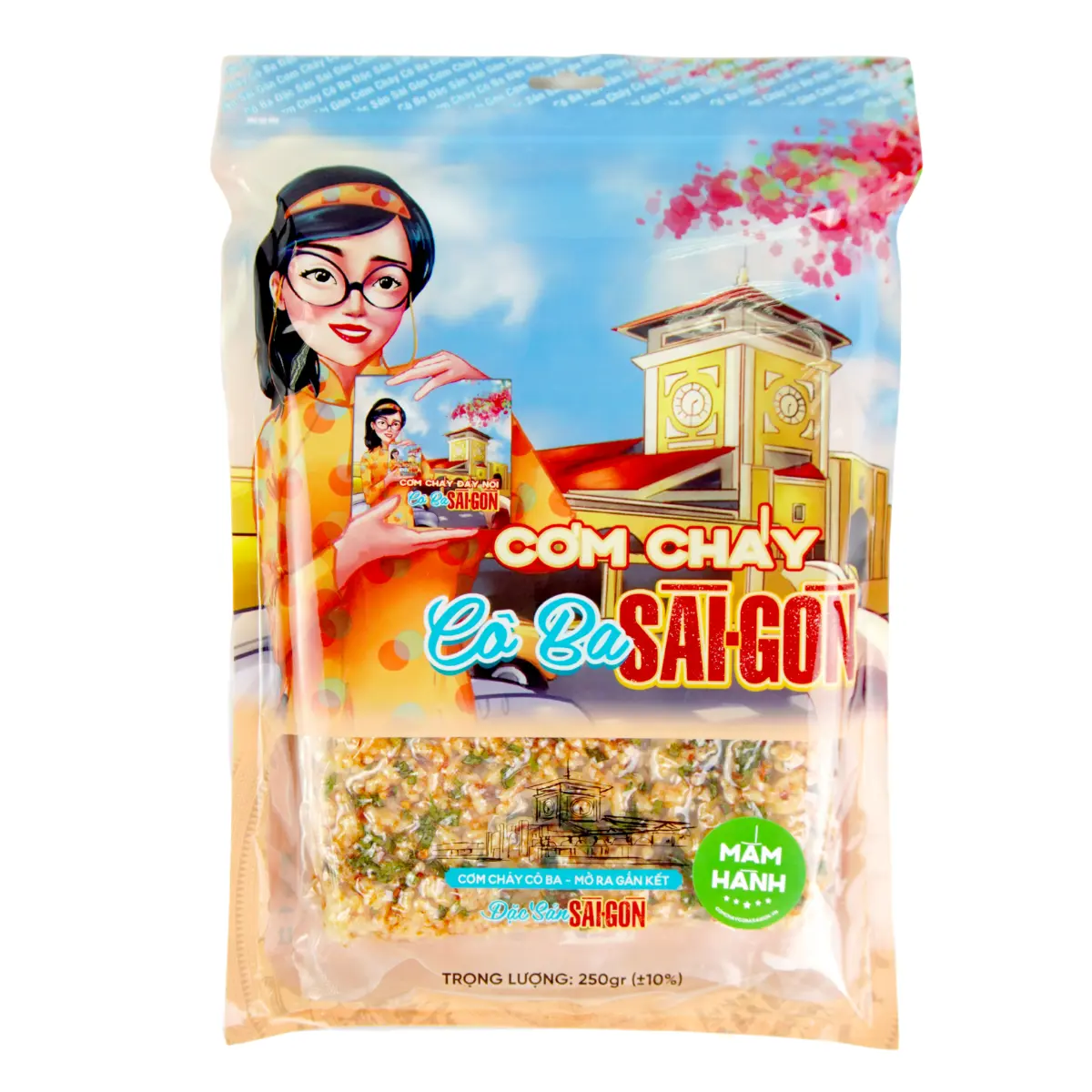 [CO BA SAI GON] Crispy Savory Fried Rice, 250g Instant Ready-to-Eat Rice with Scallion & Fish Sauce, Expiry Date Included, Keep Tightly Sealed After Opening