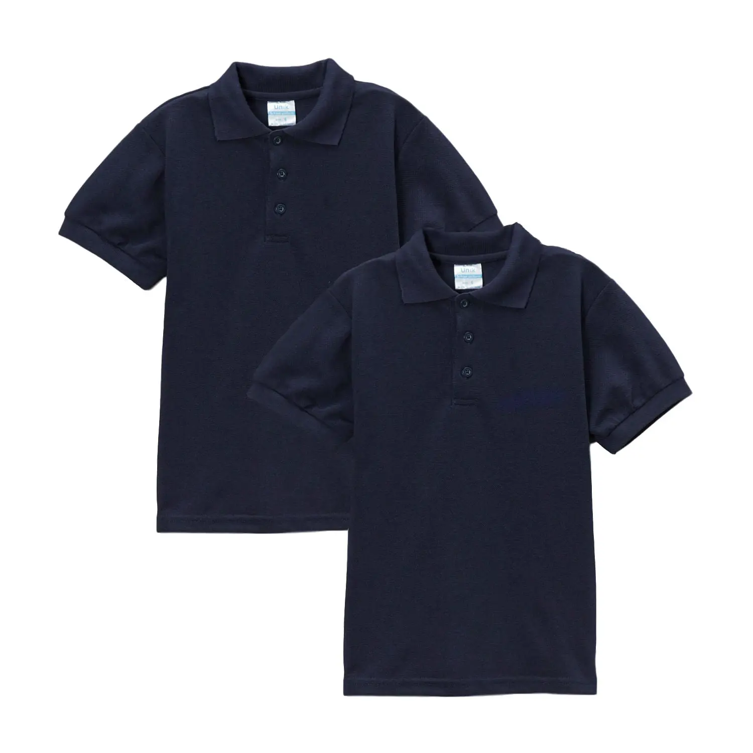 Boy's Premium Quality Pique Polo Uniform Shirt Short Sleeve Navy 2Pack 5-18 BSU01