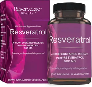 Reserveage Beauty, Resveratrol 500 mg, Antioxidant Supplement for Heart and Cellular Health, Supports Healthy Aging and Immune System, Paleo, Keto, 60 Capsules