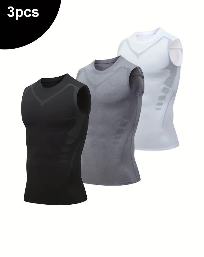 3Pcs Men's High-Performance Compression Tank Tops  Ultra-Compressive, Moisture-Wicking, Breathable & Quick-Drying Base Layer | Ideal for High-Intensity Workouts, Basketball, Training