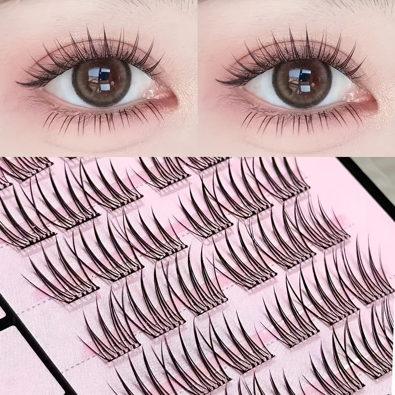 MIXIAOHE Korean Girl Group Center Eyelashes - 36 Clusters, DIY Volume Eyelashes, Fluffy Eyelashes Cluster, DIY, No Removal Required, Natural, Curled, Everyday Wear, Includes Adhesive Strip, Extension Clusters, Simulated Eyelashes