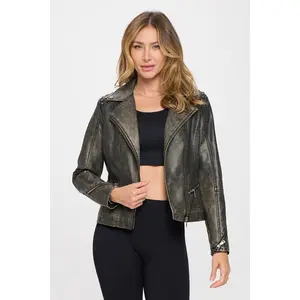 Coalition LA Studded Classic Moto Faux Leather Jacket Basic Womenswear