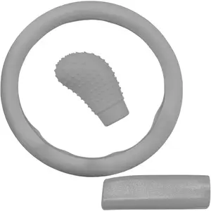 3PCS Silicone Car Steering Wheel Cover Set, Anti-Slip Car Steering Wheel & Handbrake & Gear Shift Cover, Universal Auto Interior Decoration Protector for Most Vehicles (Grey)