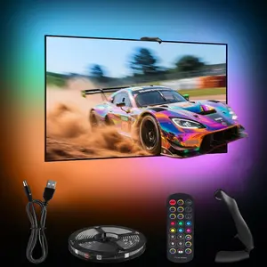 4M/13.1FT Smart TV Sync Ambient LED Strip with Remote Control, RGB Color Sync & Music Mode, Screen-Reactive Backlight That Follows TV Screen Colors, Ideal for Gaming Bedroom, PC Ambiance, Home Theater & Holiday Gifts, USB Powered