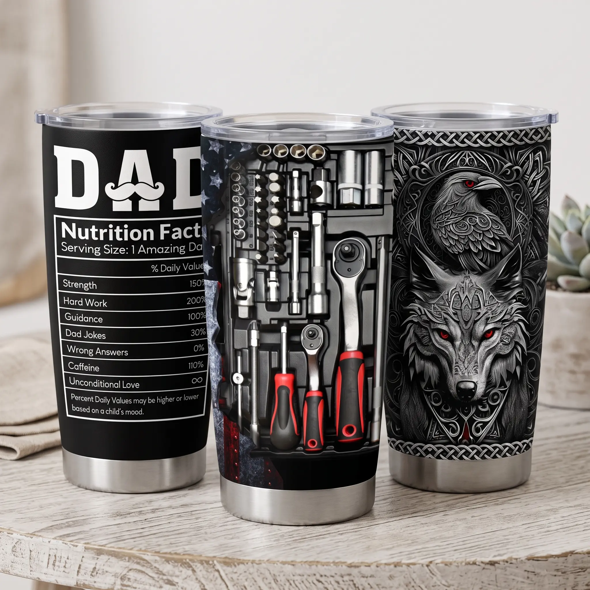 SANDJEST 20oz Dad Collection Insulated Tumbler with Lid, Portable Reusable Double Wall Stainless Steel Thermal Cup, Hot/ Iced Coffee Travel Flask, Ready-to-Go Use Outdoor Travel Camp, Gift for Him Dad Christmas Fall