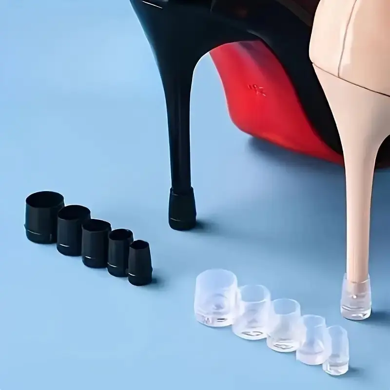 16pcs High Heel Shoe Heel Covers, Anti-Slip Protection Round Heel Protectors, Silent Thin Plastic Heel Guards, 4 Sizes, Elegant Noise Reduction, Multiple Sizes, Non Slip