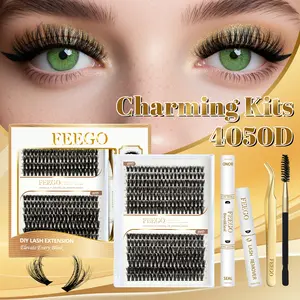 FEEGO Lash Clusters Wispy 280 Pcs Individual Lashes DIY Eyelash Extensions 9-16mm Length Mix 40D+50D Cluster Lashes Soft Natural for Makeup at Home Multilayered 3D Fluffy Individual Lashes
