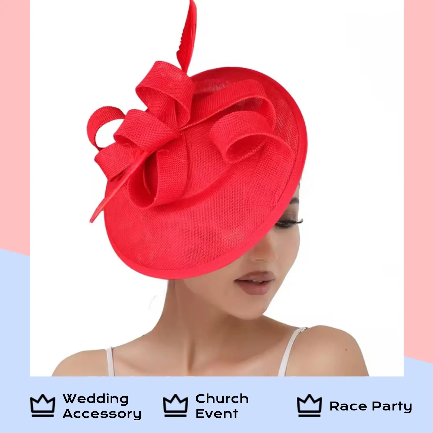 Ladies Fascinator Hat Wedding Headpiece Chapeau Cap with Hair Pin for Church Race Party Mech hair Accesories