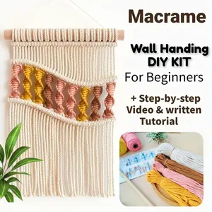 1PC Macrame Wall Hanging Kit Colorful DIY Tapestry Weaving Set with Step by Step Tutorial for Beginners Home Decor Craft Supplies