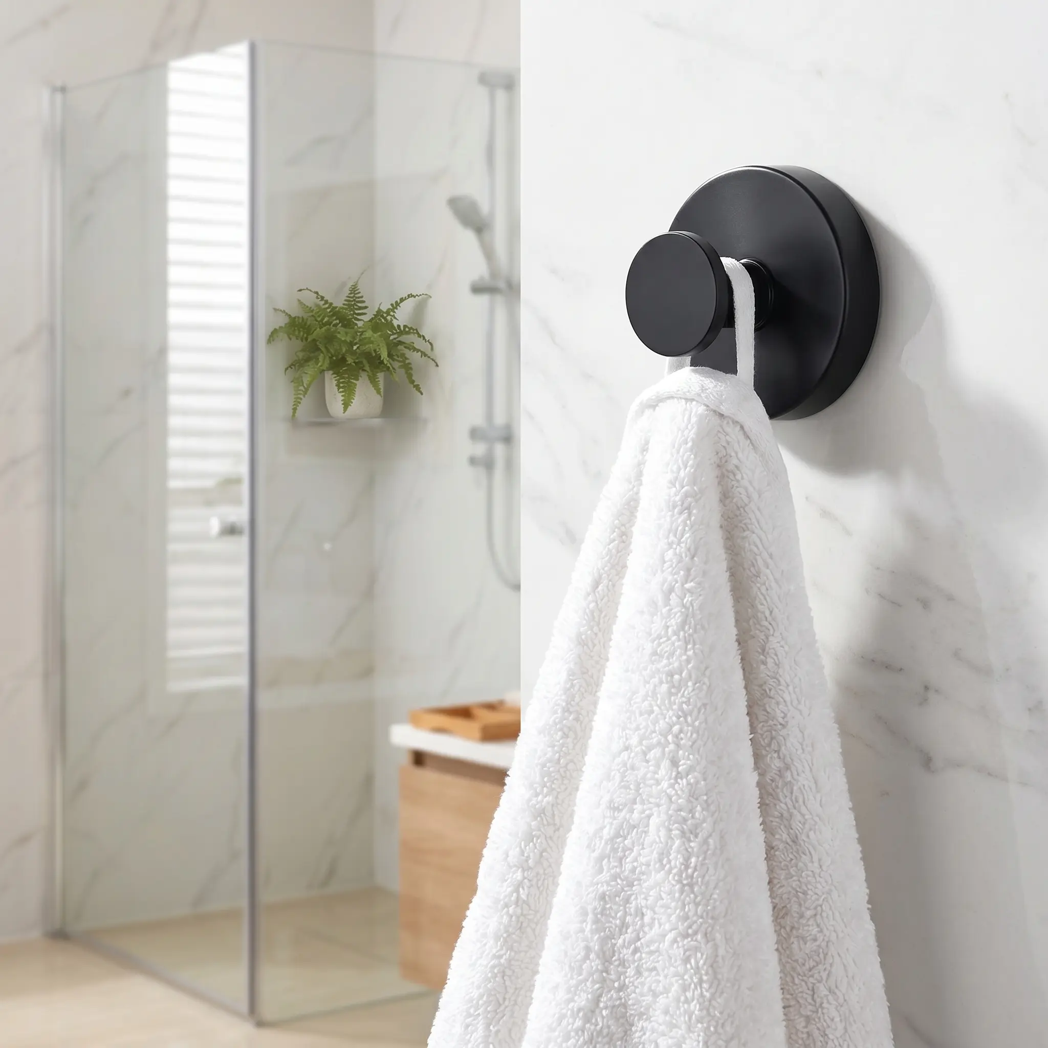 Suction Cup Hooks for Shower, 2 Pack Heavy Duty Shower Hooks for Inside Shower, Removable Waterproof Suction Hangers for Glass Window and Bathroom, Stainless Steel Towel Hooks, No Drilling