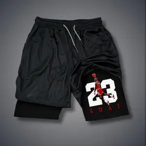 [Viral] 80s 90s Double-Layer Sports Shorts Graphic Shorts Black Camo Streetwear Shorts Men Outfits Men Vacation Outfits Shorts