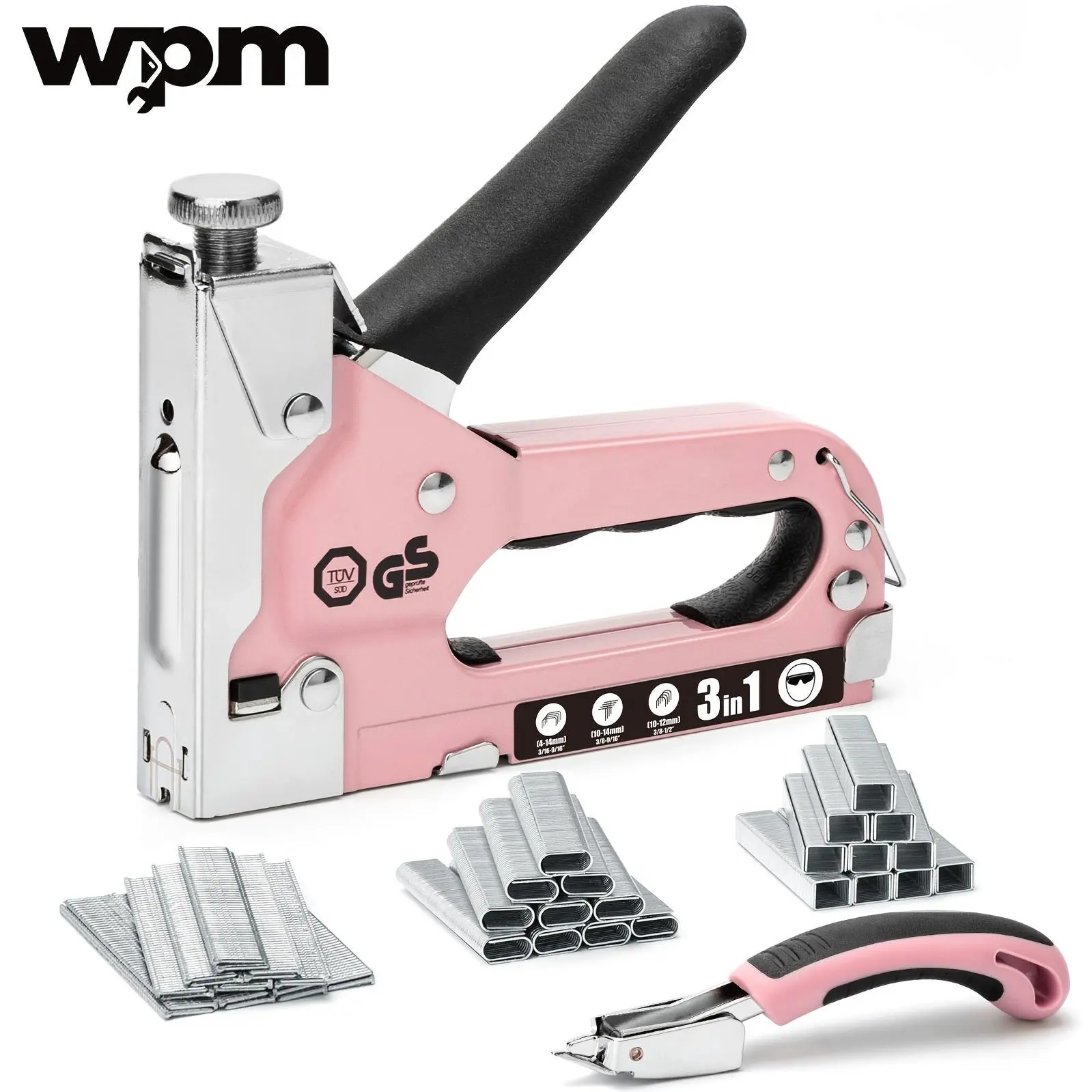 3-in-1 Heavy-Duty Manual Staple Gun & Brad Nailer Kit Set with Staple Remover, Handheld Grip - DIY Manual Tool for Upholstery, Carpentry